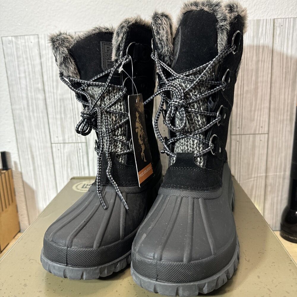 Free Soldier ACC0052 Mens Black Waterproof Tactical Military Boots Size US 10